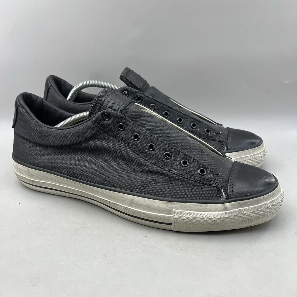 Converse X John Varvatos Laceless Distress Shoes Men Size 13 Black Gray Sneakers